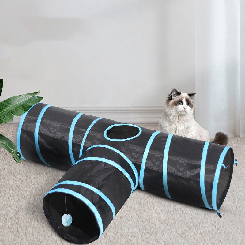 Foldable Cat Tunnel for Entertaining Felines-0