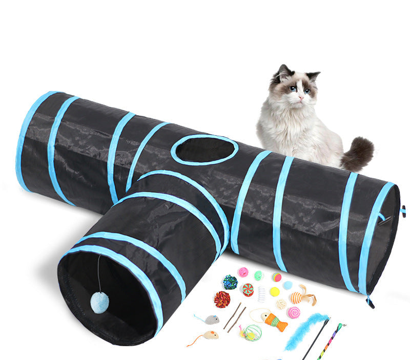 Foldable Cat Tunnel for Entertaining Felines-3