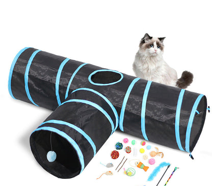 Foldable Cat Tunnel for Entertaining Felines-3