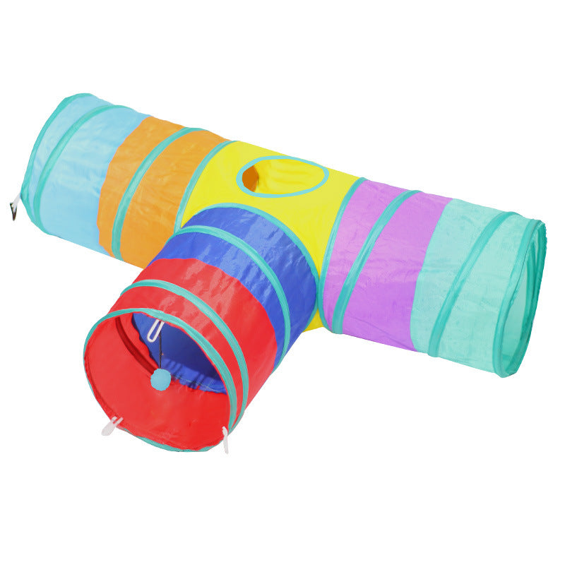 Foldable Cat Tunnel for Entertaining Felines-4