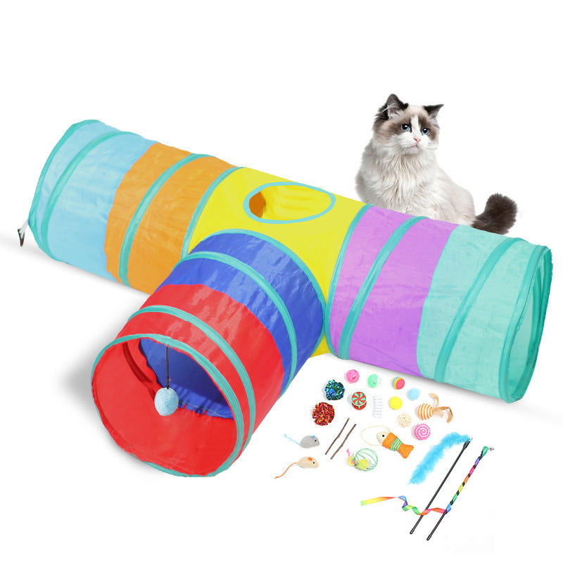 Foldable Cat Tunnel for Entertaining Felines-6